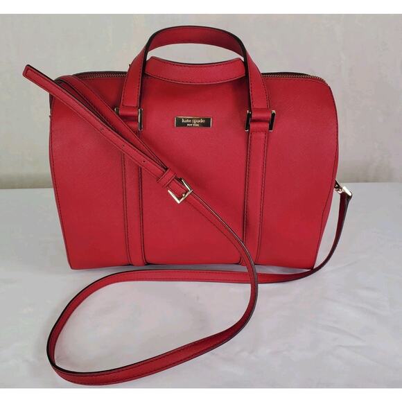 Kate Spade Newbury Lane Loden Satchel Shoulder Bag Red WKRU2462 Crossbody NEW - Picture 1 of 14